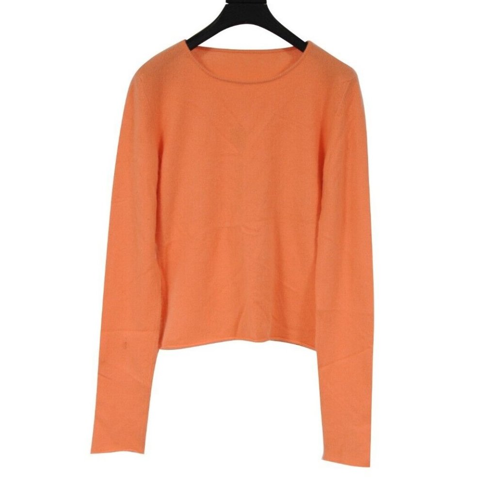Lucien Pellat Finet Womens Sweater Size Medium Orange Cashmere Pullover Thermal
